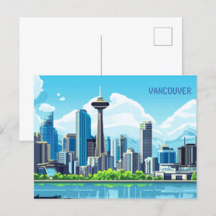 Pixel Art Vancouver Canada Postkarte