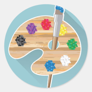 Pixel art Vector art Artists Palette Runder Aufkleber