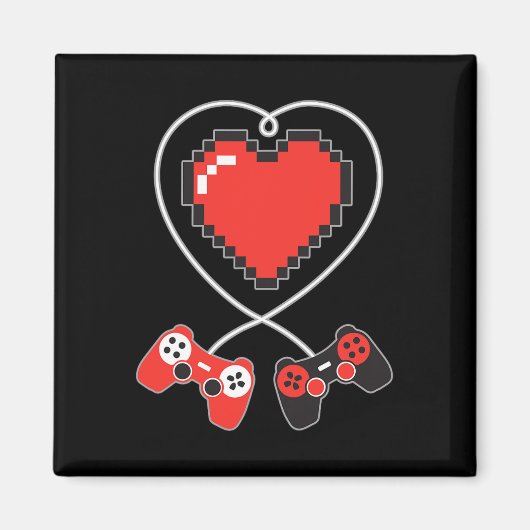 Pixel Art Videospiel Controller Valentinstag Gam Magnet (Vorne)