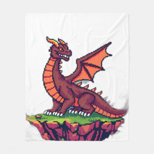 Pixel-Art Vintage-Drache Fleecedecke