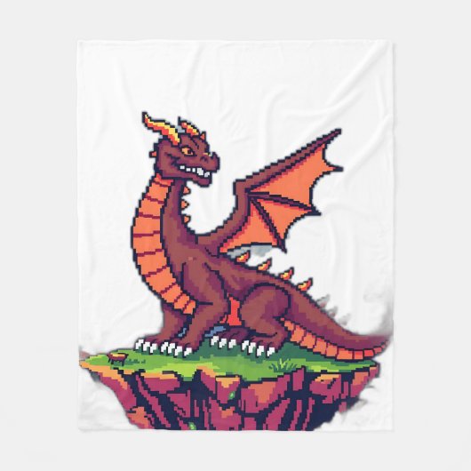 Pixel-Art Vintage-Drache Fleecedecke (Vorderseite)