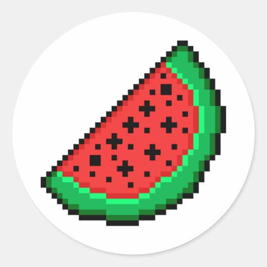 Pixel art Watermelon-Aufkleber Runder Aufkleber (Vorderseite)