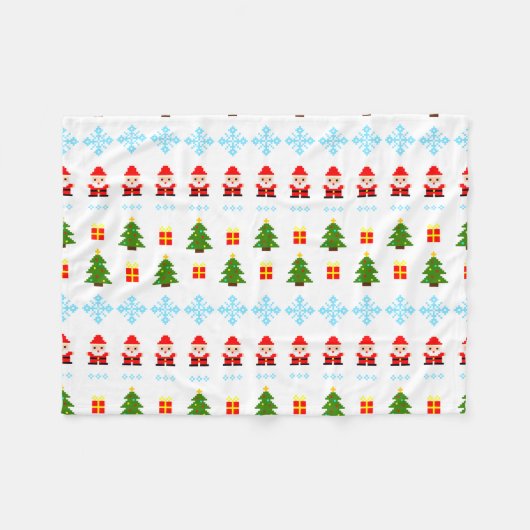 Pixel Art Weihnachten Fleecedecke (Vorderseite (Horizontal))