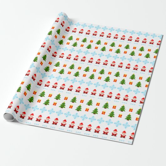 Pixel Art Weihnachten Geschenkpapier (Ungerollt)