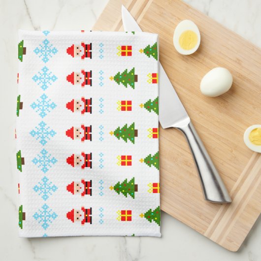 Pixel Art Weihnachten Geschirrtuch (Viertel Falte)