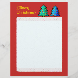 Pixel Art Weihnachtsbaum grün mit Dekorationen