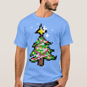 Pixel Art Weihnachtsbaum Übergröße T-Shirt