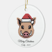 Pixel Art Wild Boar Warthog Santa Hat Gift Keramik Ornament (Links)