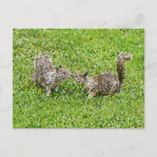 Pixel Art - zwei Eichhörnchen Postkarte