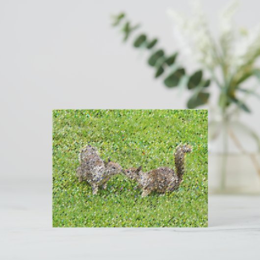 Pixel Art - zwei Eichhörnchen Postkarte (Stehend Vorderseite)