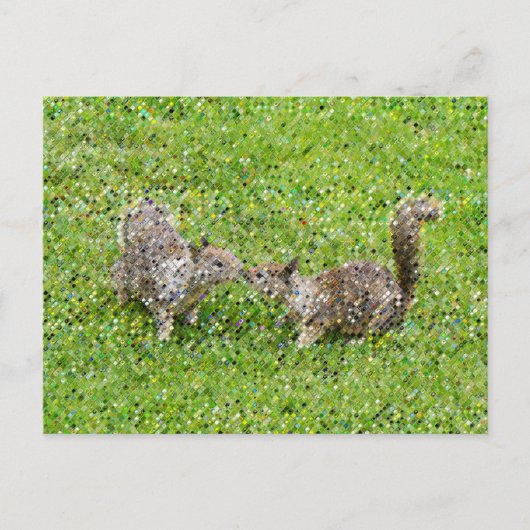 Pixel Art - zwei Eichhörnchen Postkarte (Vorderseite)