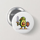 Pixel Avocado Warrior - 8-Bit Retro-Spielfigur Button (Vorne & Hinten)