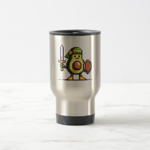 Pixel Avocado Warrior - 8-Bit Retro-Spielfigur Reisebecher