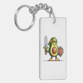 Pixel Avocado Warrior - 8-Bit Retro-Spielfigur Schlüsselanhänger (Vorderseite links)