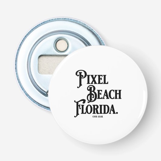 Pixel Beach Florida Knopf Flaschenöffner (Vorderseite)
