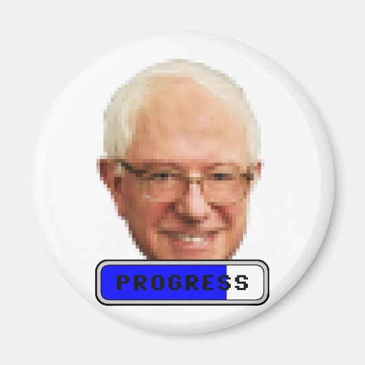 Pixel Bernie Sanders - PROGRESS Magnet (Vorne)