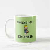 Pixel-bester weiblicher Ingenieur Kaffeetasse (Links)