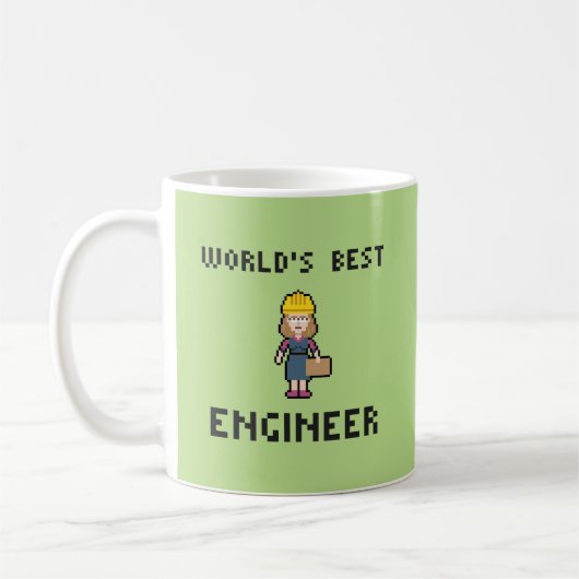 Pixel-bester weiblicher Ingenieur Kaffeetasse (Links)
