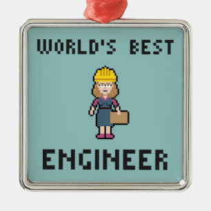 Pixel-bester weiblicher Ingenieur Ornament Aus Metall