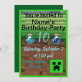 Pixel Birthday Einladung (Vorne/Hinten)