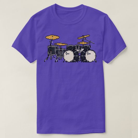 Pixel Black Double Bass Drums Sticker T-Shirt (Design vorne)