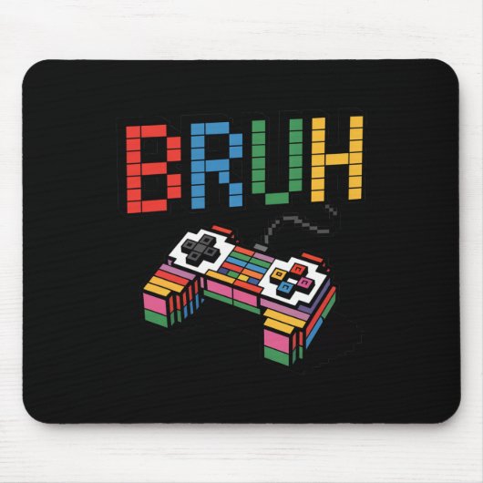 Pixel Block Gamer Controller Bruh Lustig Retro Sti Mousepad (Vorne)