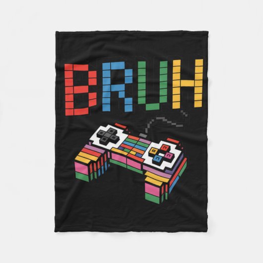 Pixel Block Gamer Controller Bruh Lustiger Retro-S Fleecedecke (Vorderseite)