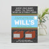 Pixel Block Gaming Birthday Invitation Einladung (Stehend Vorderseite)