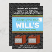 Pixel Block Gaming Birthday Invitation Einladung (Vorne/Hinten)