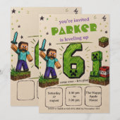 Pixel Block Geburtstag Einladung (Vorne/Hinten)
