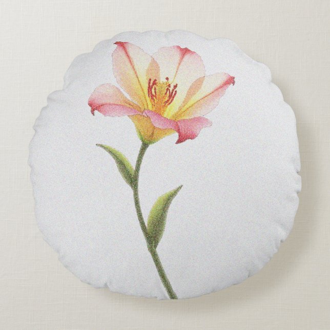 Pixel Bloom Trio Rundes Kissen (Vorderseite)