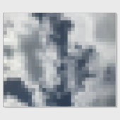 Pixel Blue and White Cloud Wrapping Paper Geschenkpapier (Flach)