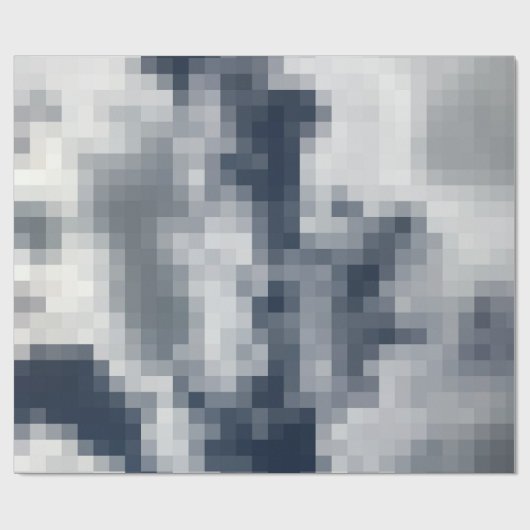 Pixel Blue and White Cloud Wrapping Paper Geschenkpapier (Flach)