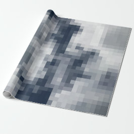 Pixel Blue and White Cloud Wrapping Paper Geschenkpapier
