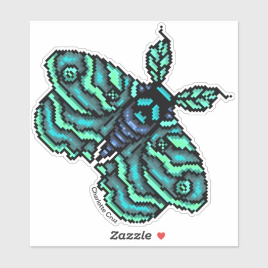 Pixel Blue Movie mit Schädeldesign Aufkleber (Blatt)