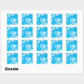 Pixel Blue Quadratischer Aufkleber (Blatt)