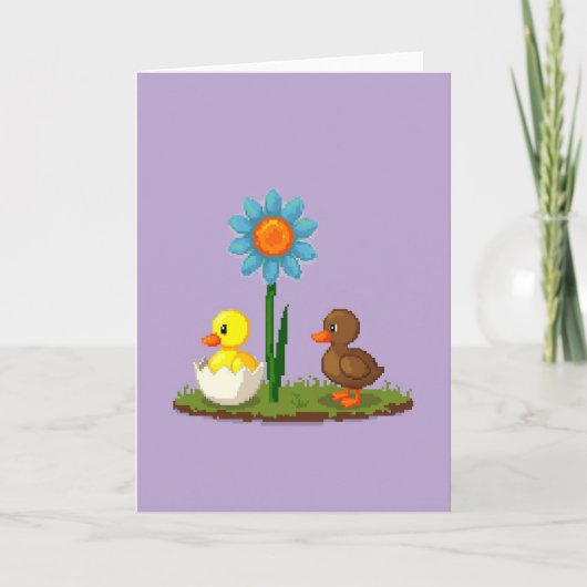 Pixel-Blumenfreunde Süße Karte (Vorderseite)