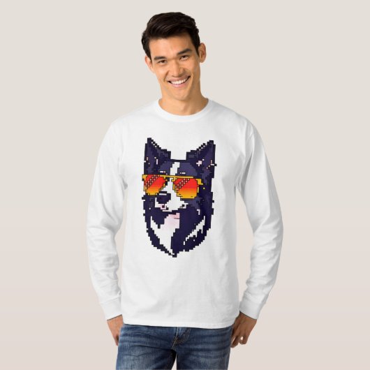 Pixel Border Collie T-Shirt (Vorne ganz)