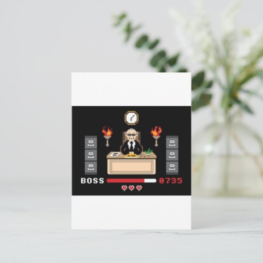 Pixel 'Boss' Design - GeekShirts Postkarte (Stehend Vorderseite)