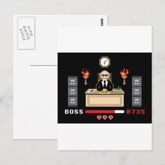 Pixel 'Boss' Design - GeekShirts Postkarte (Vorne/Hinten)