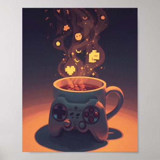 Pixel Brew Gamer Coffee Poster (Vorne)