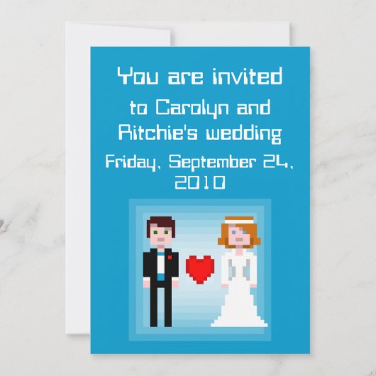 Pixel Bride and Groom - Einladung zur Hochzeit - b (Vorderseite)