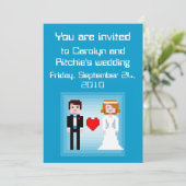Pixel Bride and Groom - Einladung zur Hochzeit - b (Stehend Vorderseite)