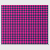 Pixel Buffalo Check Plaid in Pink & Navy Geschenkpapier (Flach)