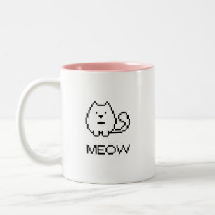 Pixel Cat Meow Zweifarbige Tasse