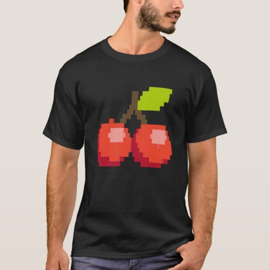 Pixel Cherry Summer Fruit 8 bit Fruit T-Shirt (Vorderseite)