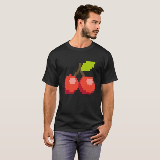 Pixel Cherry Summer Fruit 8 bit Fruit T-Shirt (Vorne ganz)