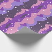 Pixel Cosmic Waves with Stars Pattern Geschenkpapier (Ecke)