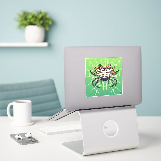 Pixel Crab Spider Art Aufkleber (Laptop auf Schreibtisch)