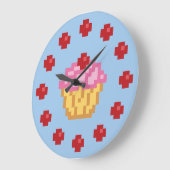 Pixel Cupcake Große Wanduhr (Winkel)